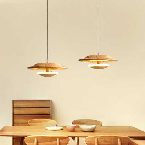 suspension LED en bois massif design nordique pour restaurant ou bar - vue 2 sur 10