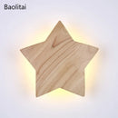 applique murale led étoile en bois art créatif moderne japonais coréen