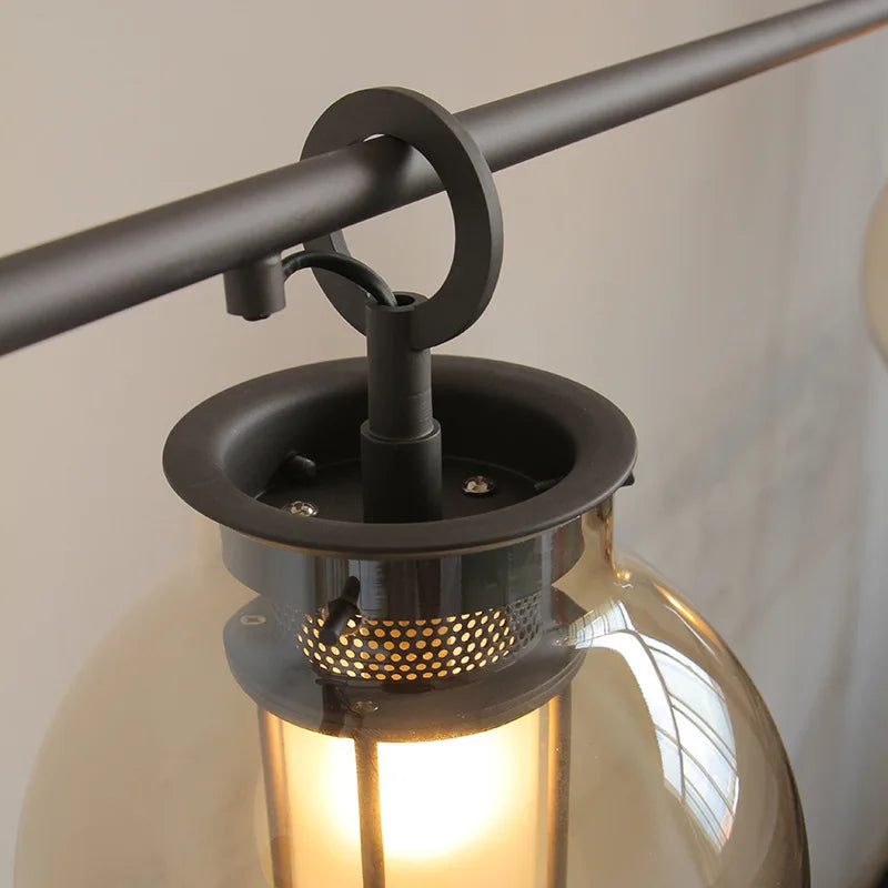 lustre industriel en métal et verre style art déco pour bar et restaurant - vue 8 sur 10