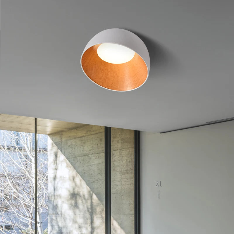 Moderne Simple bois LED lustre lumière balcon couloir créatif grain de bois lampe d'intérieur chambre Luminaires couleurs blanc ou noir - vue 6 sur 14