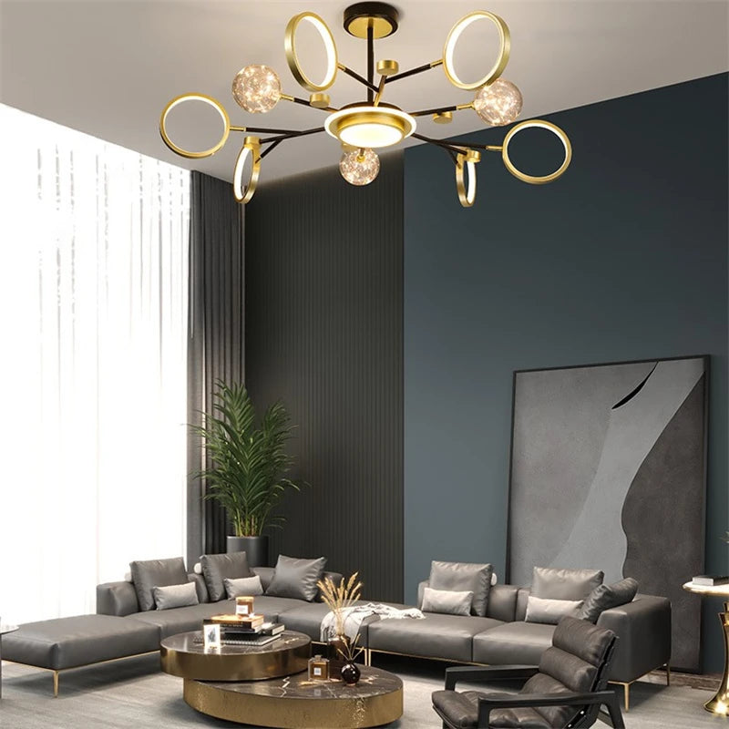 lustre nordique moderne en fer éclairage étoilé décoration créative - vue 6 sur 9