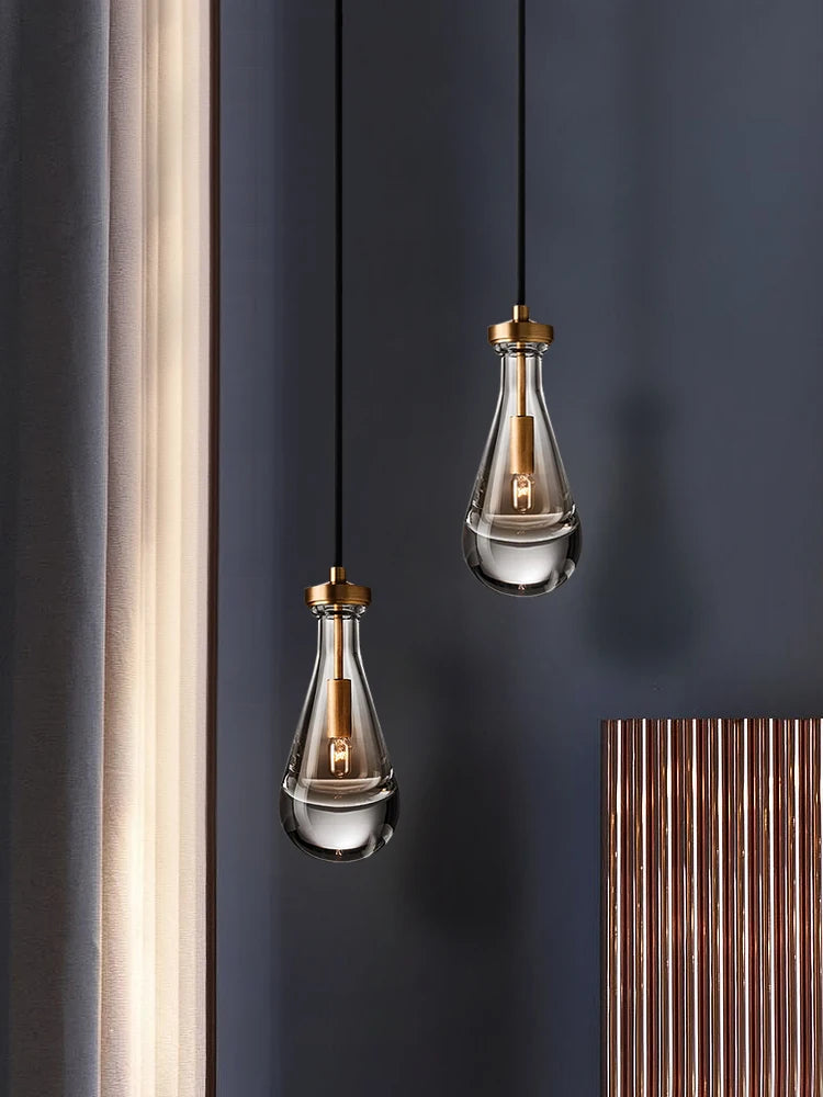 lustre moderne simple en verre de cuivre de luxe à tête unique