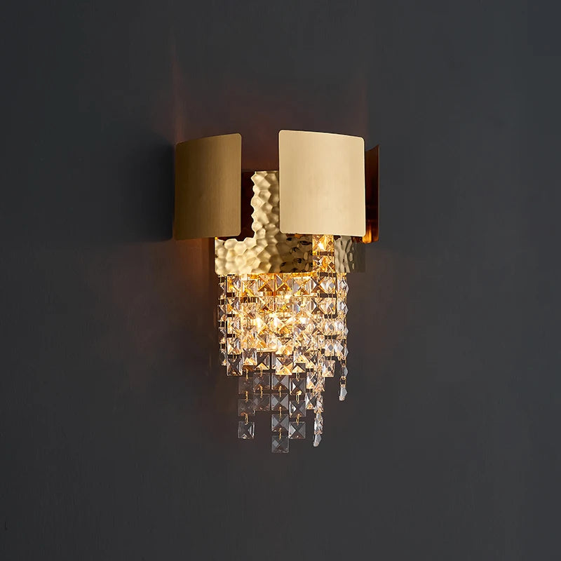 NAVIMC moderne applique en cristal pour chevet or applique murale LED appliques luminaires salon décor applique murale LED lumière en cristal - vue 5 sur 6