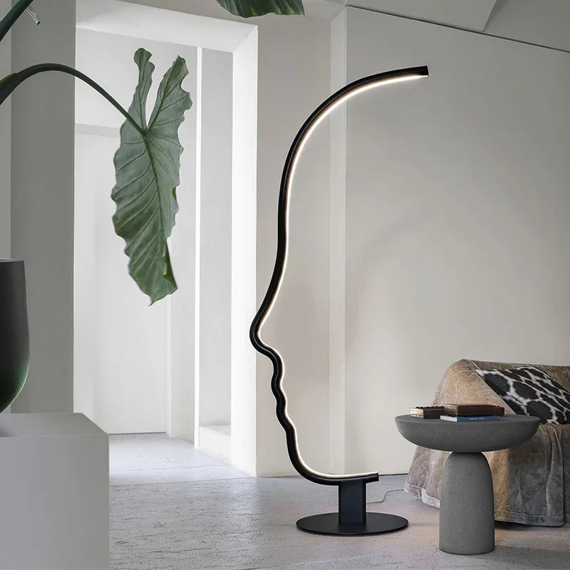 Nordique visage humain lampadaire LED longue scandinave salon chambre chevet décor à la maison luminaire intérieur support lumière