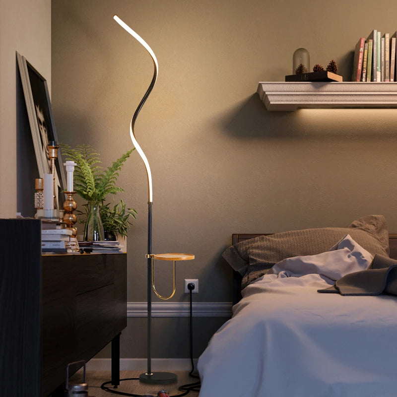 lampadaire led courbe moderne décoration nordique lampes debout luminaires - vue 7 sur 8