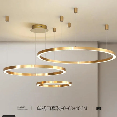 lustre led moderne brossé avec anneau lumineux