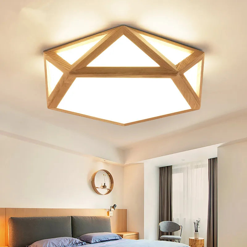 plafonnier led simple en rondins art nordique géométrique creux - vue 3 sur 10