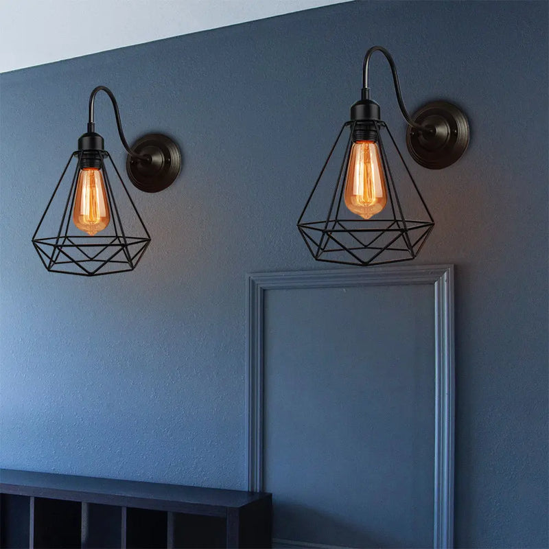 applique murale led cage vintage industrielle 2 pièces