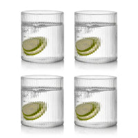 Ensemble 4 verres ondulés style relief verre transparent