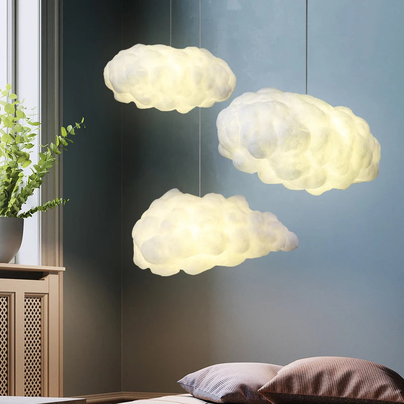 lustre nuages blancs en soie coton led pour enfants
