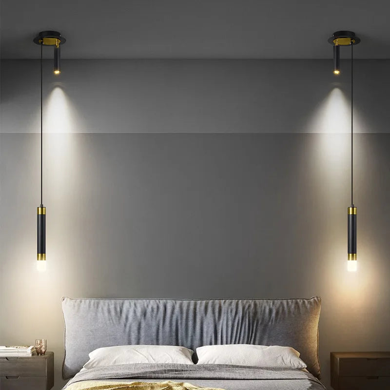 lampe de chevet moderne avec projecteur rotatif led suspension
