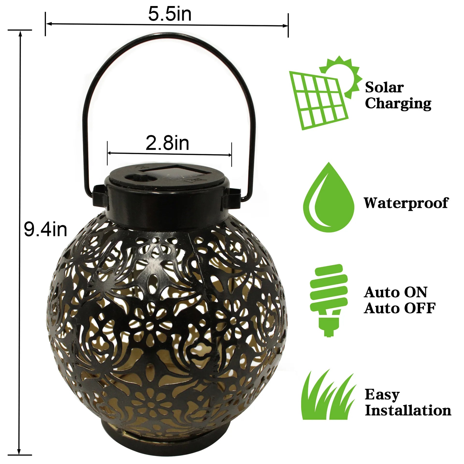 lanterne solaire rétro en fer pour jardin extérieur - vue 11 sur 11
