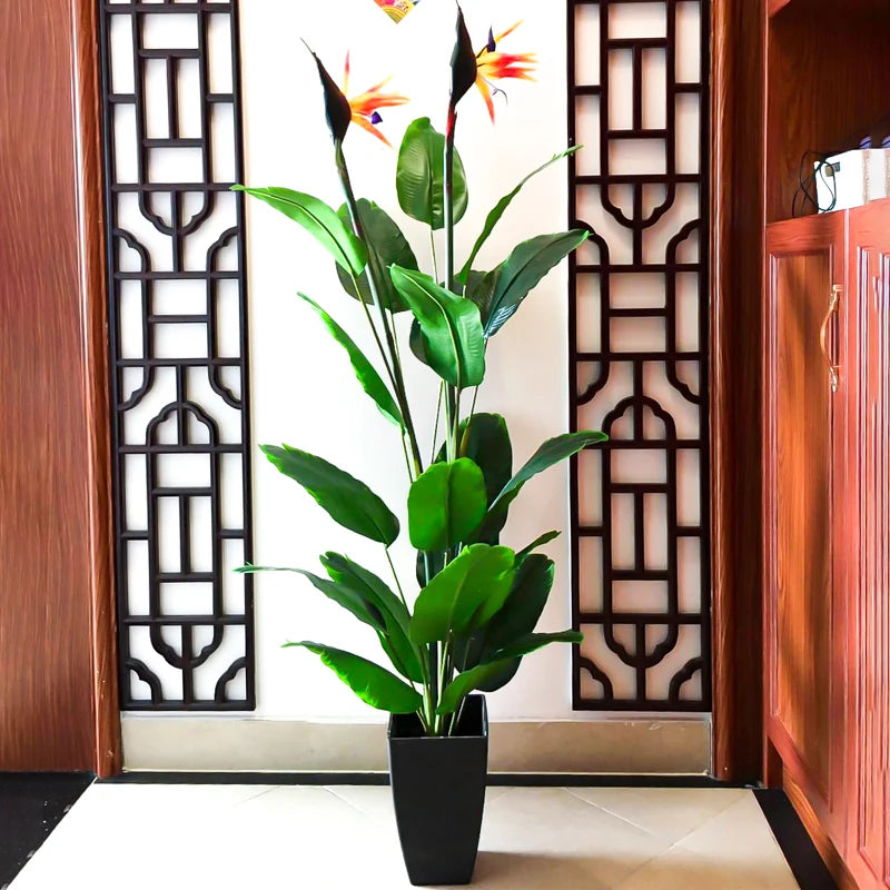 palmier artificiel avec pot et grandes feuilles pour décoration intérieure et extérieure - vue 7 sur 10