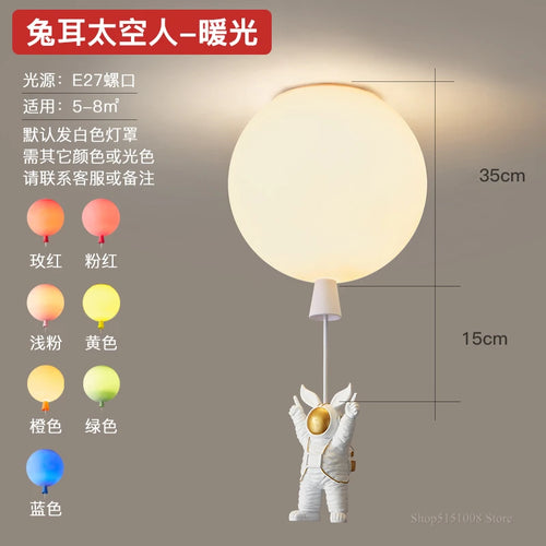 plafonnier led nordique créatif astronaute ballon pour enfants - vue 19 sur 21