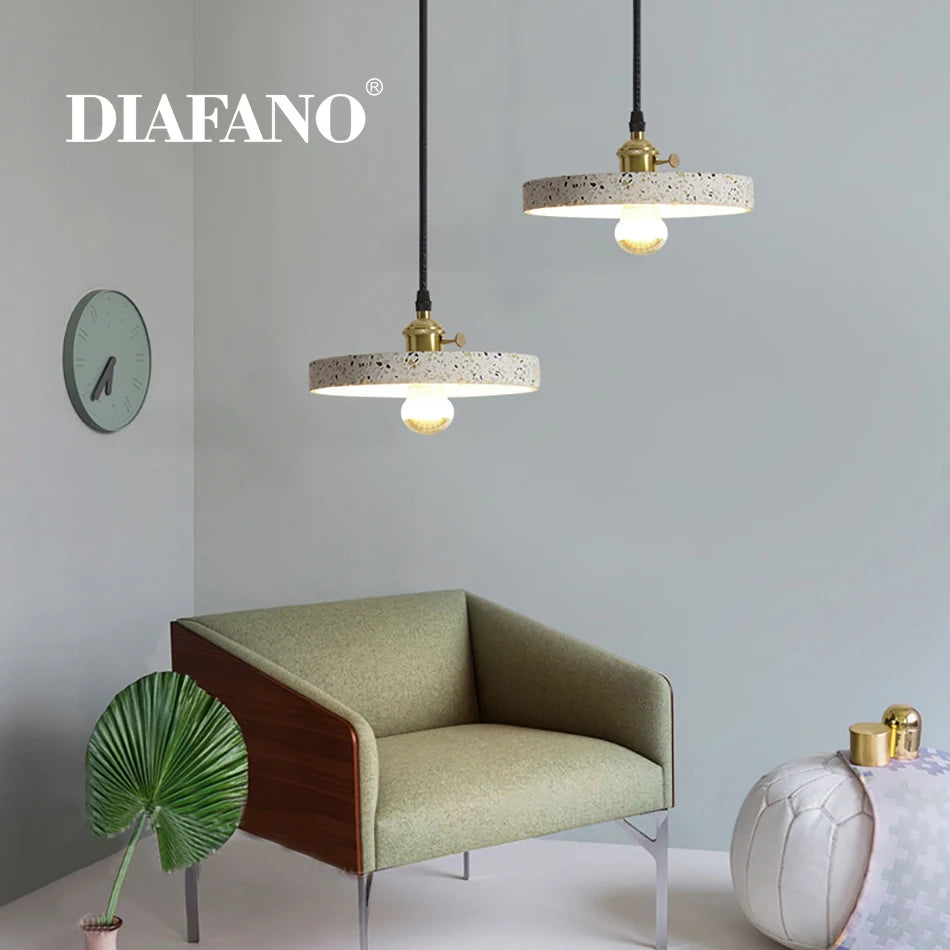 Luminaires suspendus en ciment blanc nordique E27 Bar salon cuisine lampe suspendue moderne lumière Suspension Luminaire éclairage - vue 3 sur 11