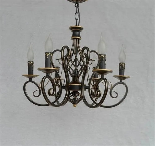 lustre vintage européen en fer avec bougies à led - vue 9 sur 8