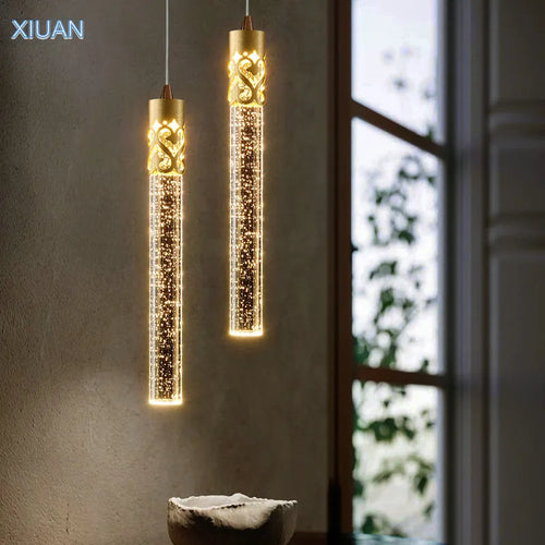 Lampe suspension cristal luxe télécommande alu 220V LED - vue 4 sur 14