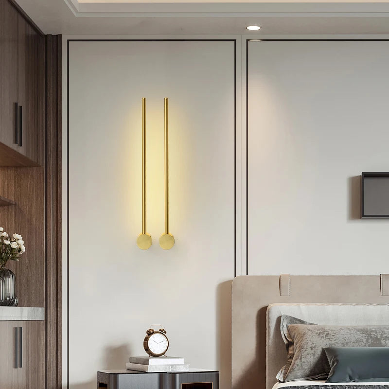 applique murale led nordique tige dorée style moderne créatif simple - vue 4 sur 11