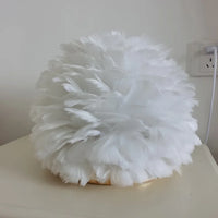 Lampe de Table en plumes roses et blanches naturelles