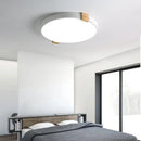 plafonnier led rond nordique en fer et bois décoratif créatif
