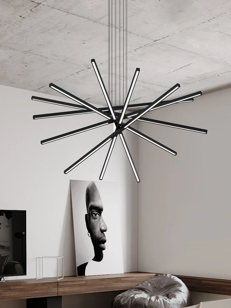 lustre moderne duplex grande hauteur led linéaire créative - vue 4 sur 9