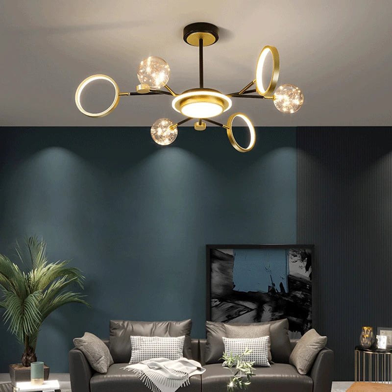 lustre nordique moderne en fer éclairage étoilé décoration créative - vue 3 sur 9
