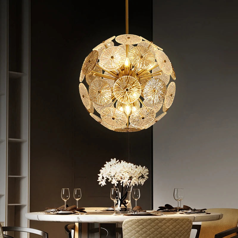 Deyidn luxe or suspension ronde verre plafond lustre pour Villa salle à manger chambre décorative moderne intérieur lumière - vue 2 sur 8