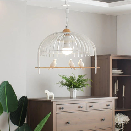 lustre nordique cage à oiseaux en résine et fer pour restaurant ou café