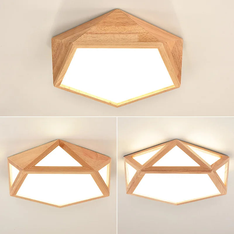 plafonnier led simple en rondins art nordique géométrique creux - vue 6 sur 10