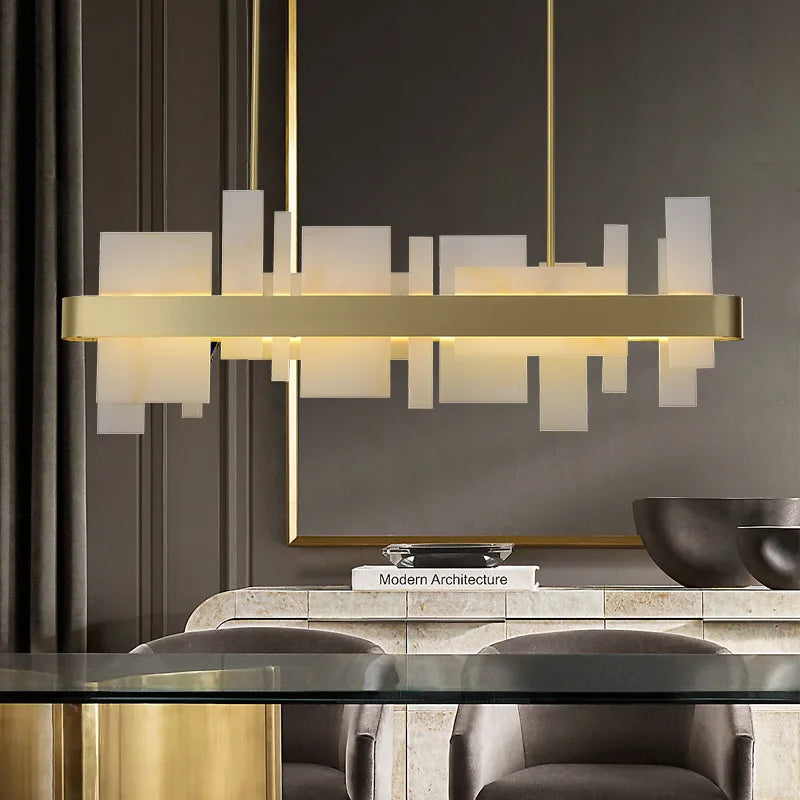 lustre de luxe en cuivre led créatif postmoderne nordique - vue 3 sur 7