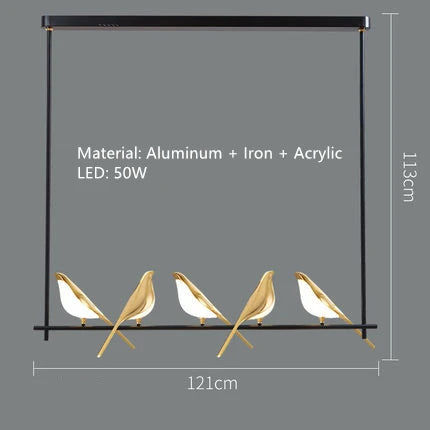 suspension LED oiseau fantaisie plaquée or design moderne ajustable - vue 15 sur 18