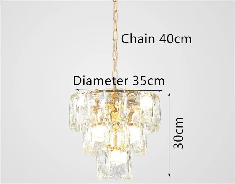 lustre rond en acier doré avec cristal et éclairage led intérieur - vue 7 sur 9