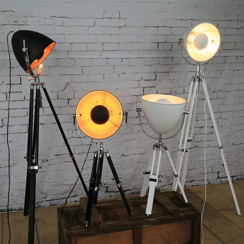lampe de sol vintage à trépied avec ampoules edison décorative