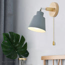 applique murale nordique en bois rotative avec interrupteur moderne
