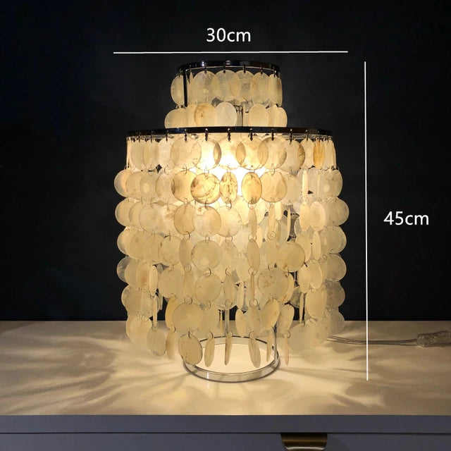 (80j - 5juin) Lampe à poser moderne LED avec plaques nacrées Loredi - vue 6 sur 10