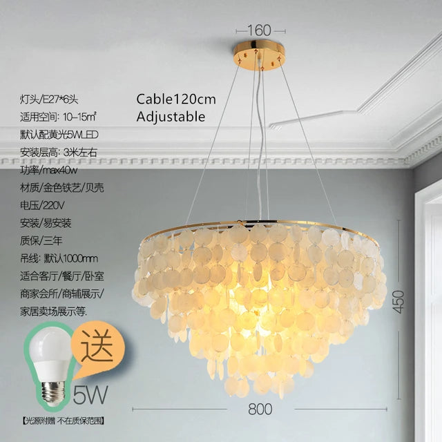 (80j - 6juin) Suspension moderne LED avec plaques nacrées Loredi - vue 7 sur 11