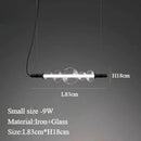lustre suspendu en verre avec lumières led pour décoration moderne