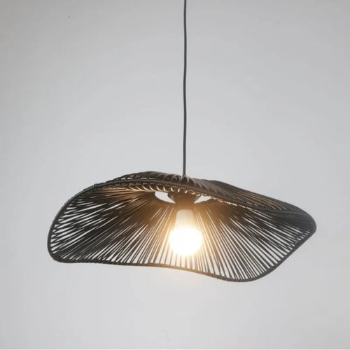 lampe de restaurant en rotin style wabi-sabi rétro zen - vue 7 sur 9