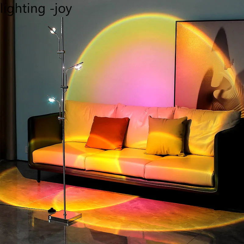 lampadaire led avec projection de coucher de soleil sur pied - vue 3 sur 9