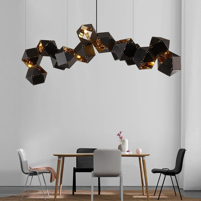 Modern luxury creative LED dining room chandelier New cube art living room decorated kitchen, meeting room hanging chandelier - vue 6 sur 14