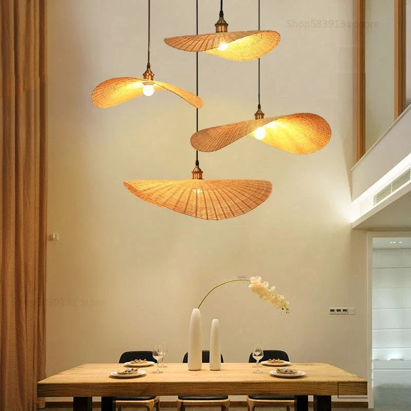 lampes led suspendues modernes faites à la main en bambou