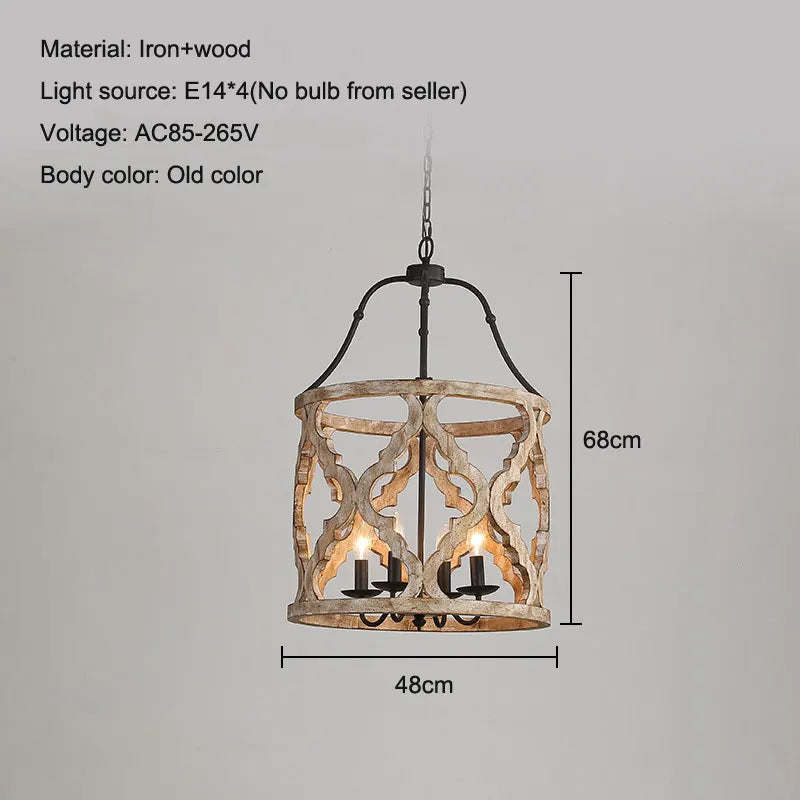 lustre en bois créatif américain rural pour boutiques et restaurants - vue 3 sur 8