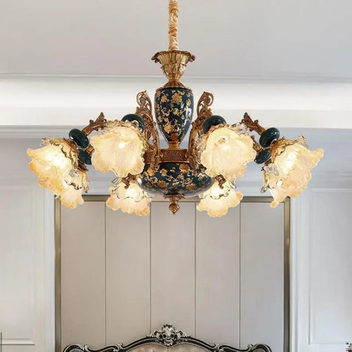 lustre en céramique avec éclairage cristal pour décoration intérieure - vue 3 sur 12