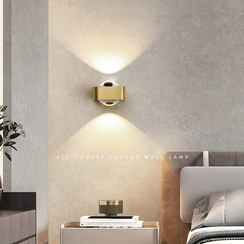 applique murale carré cuivre moderne led double tête luxe - vue 4 sur 8