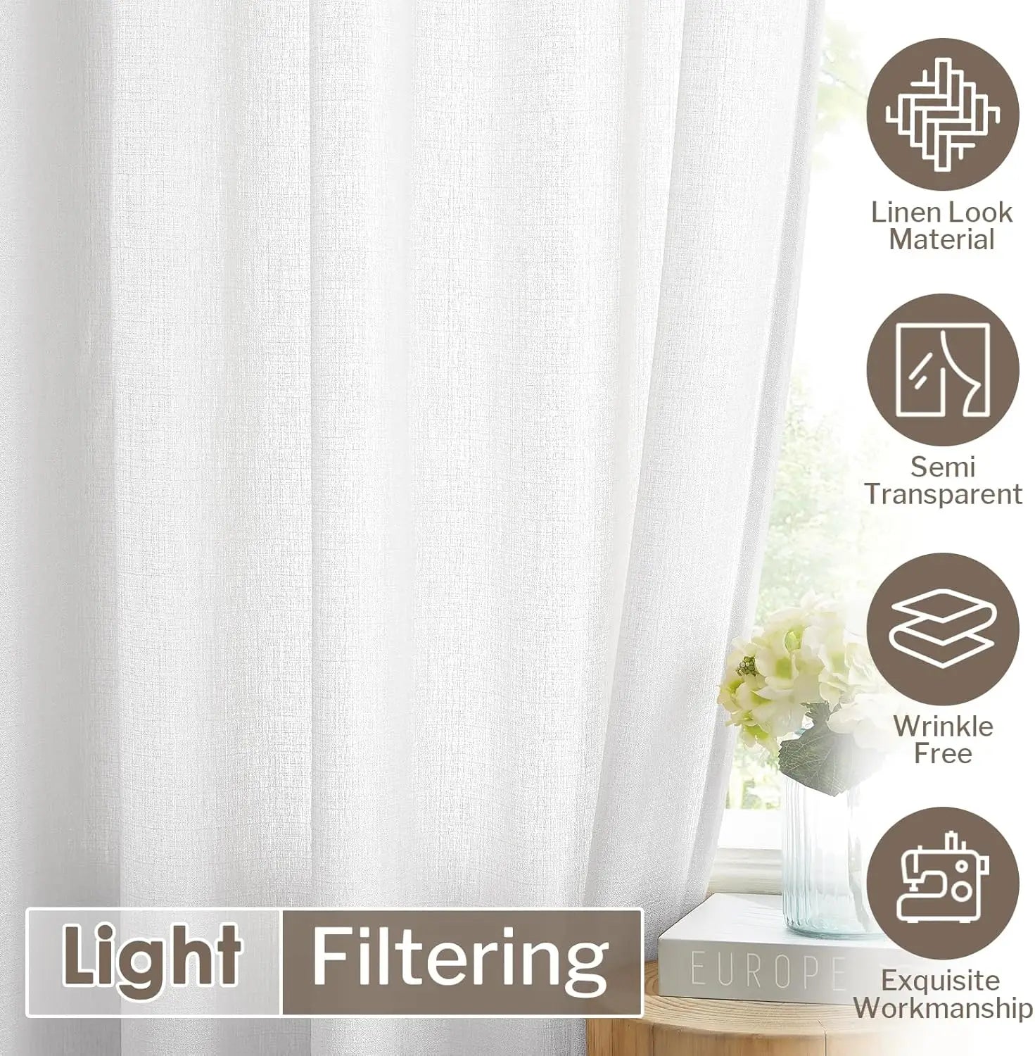 Voilage tulle uni sur mesure pour chambre salon - vue 7 sur 9