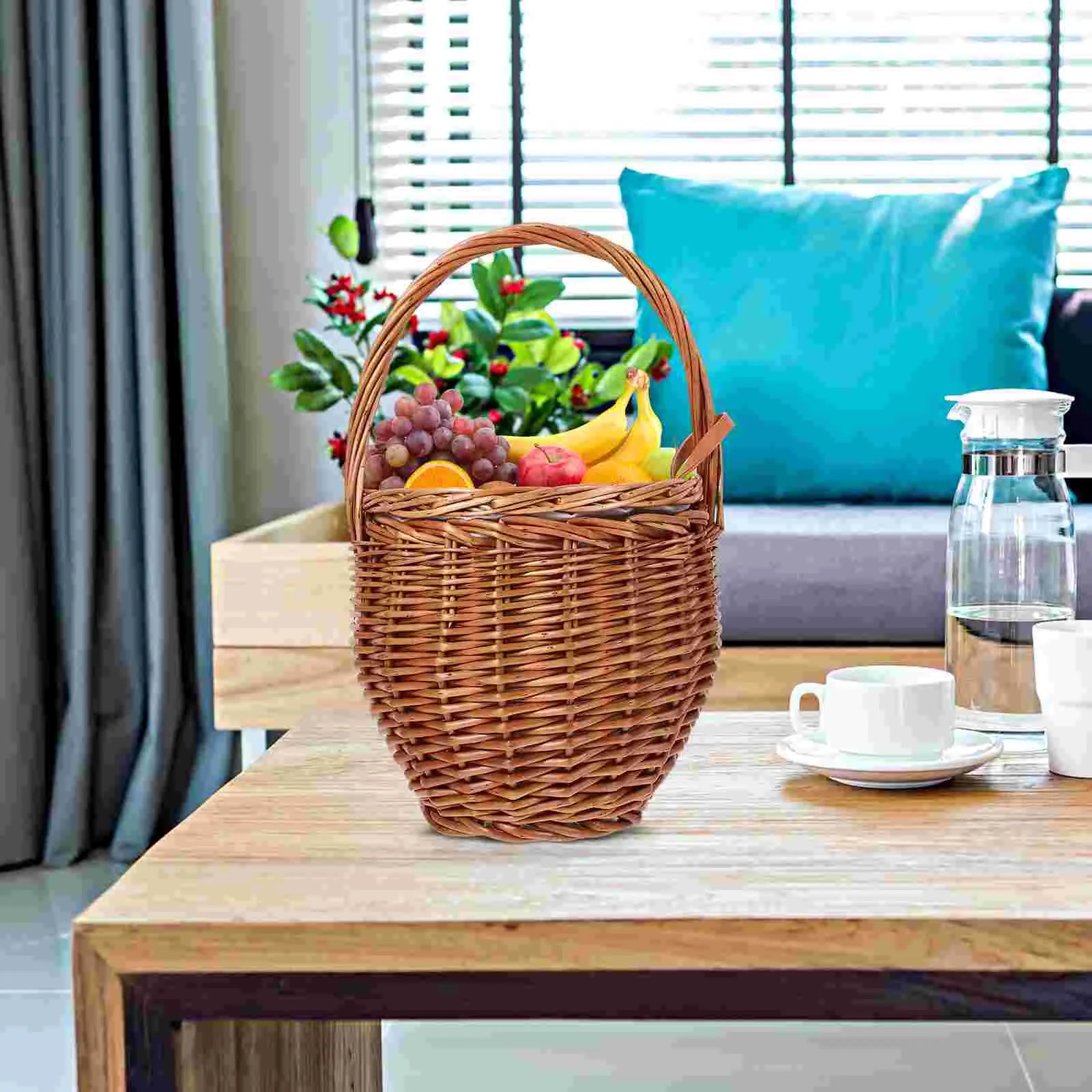 panier de pique-nique en osier pliable avec fleurs - vue 5 sur 8