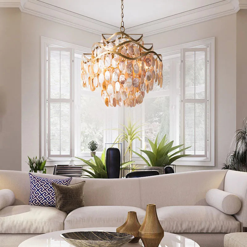 lustre led en coquille conque style américain - vue 6 sur 9