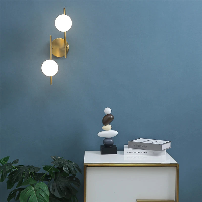 appliques murales modernes led avec boule ronde en verre laiteux