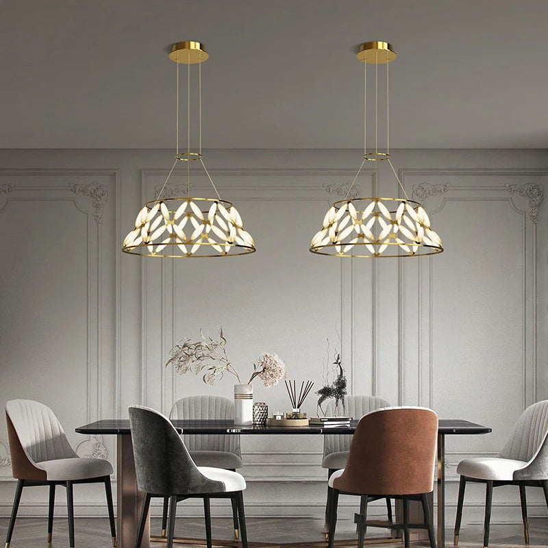Sandyha Lustres minimalistes modernes creux papillon fleur suspension Design de luxe salon salle à manger chambre lampe à la maison