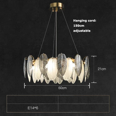 lustre suspendu led art déco en cristal et plumes blanches et grises - vue 16 sur 17